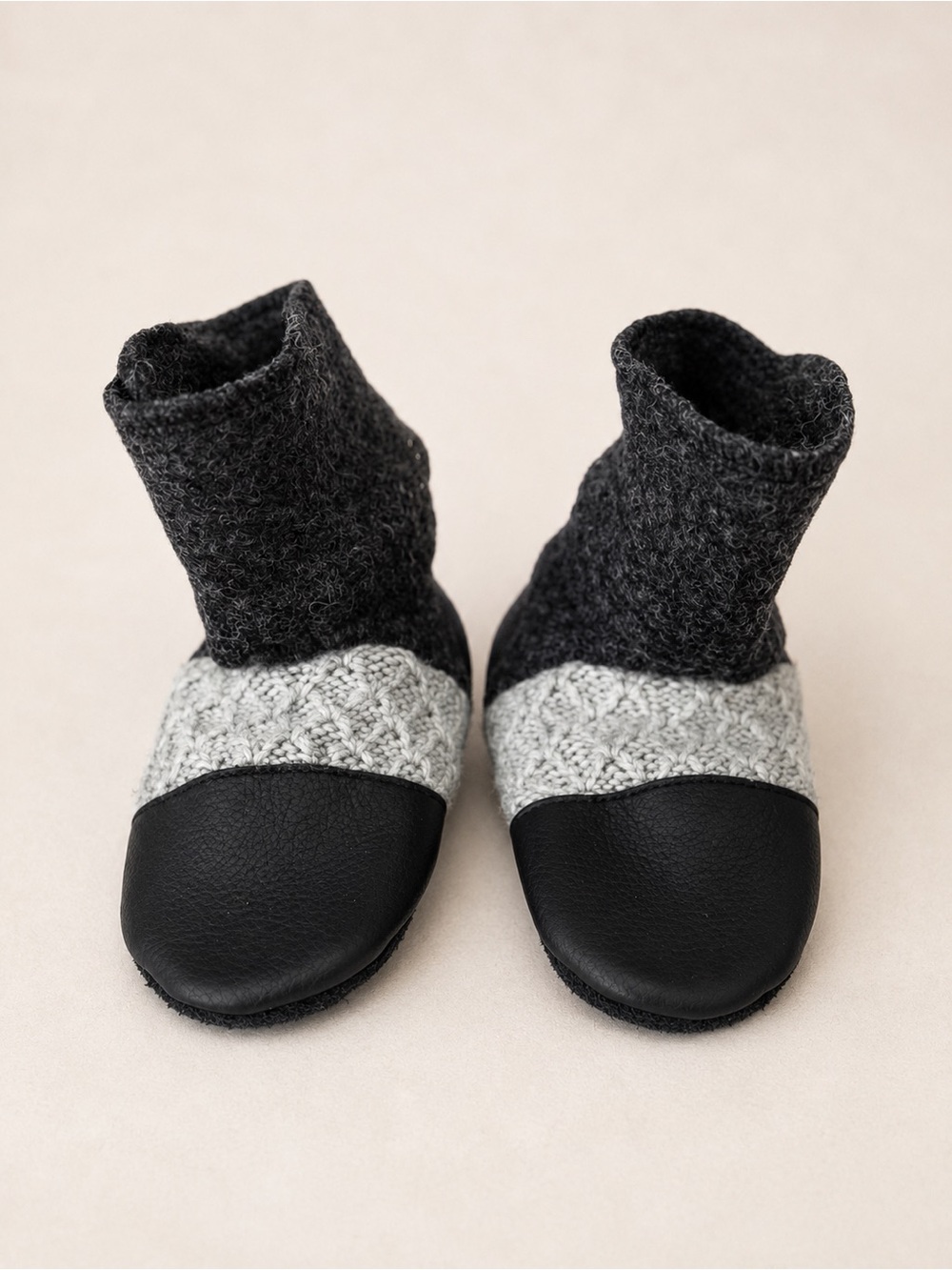 NEW Nooks Design “Mist” Wool and Leather Booties Charcoal, Light Gray, & Black